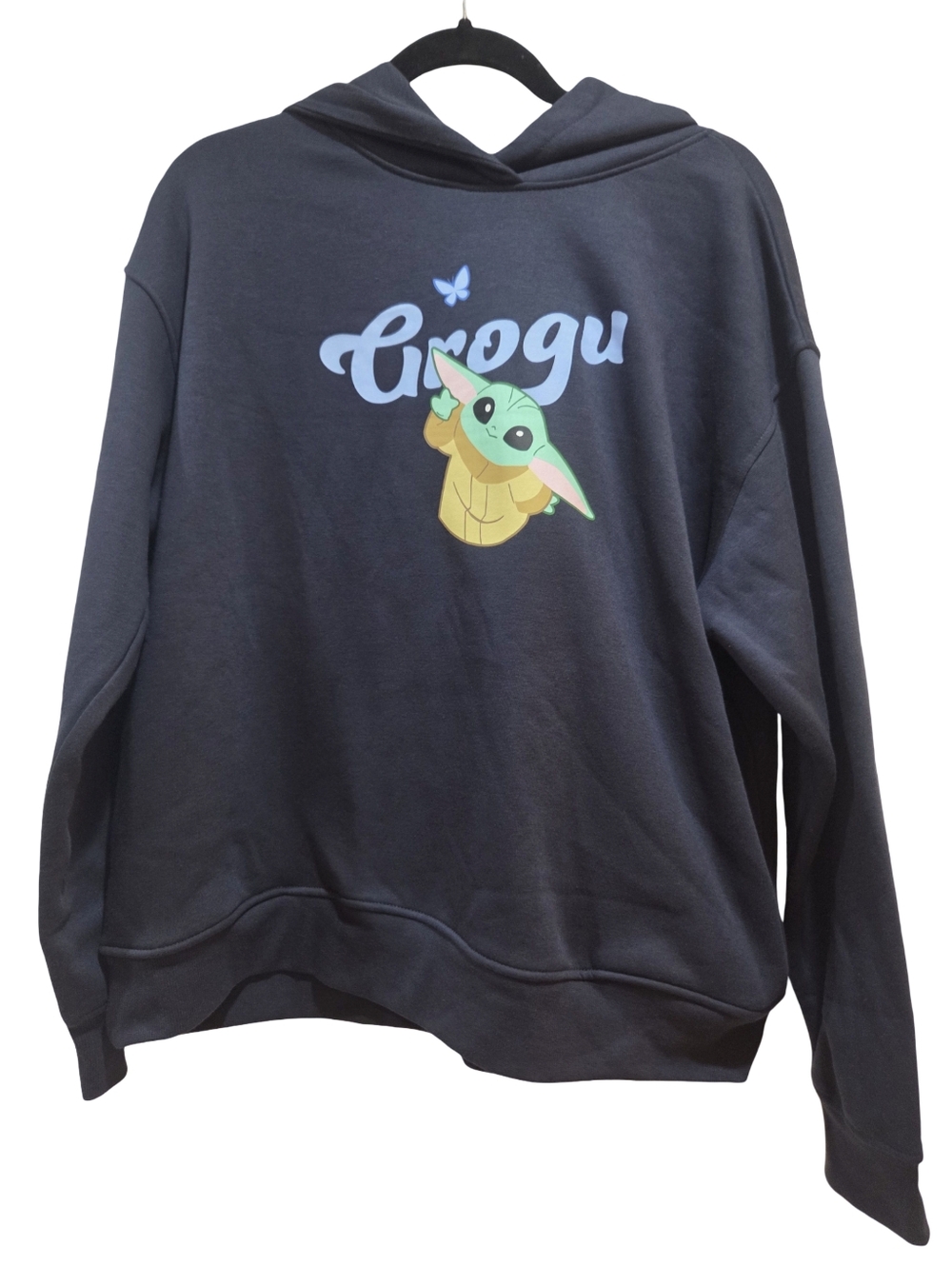 Primark Star Wars Mandalorian GROGU Navy Blue Pullover Hoodie Women's Large NEW